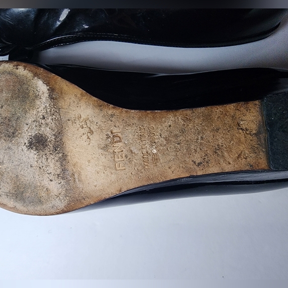 Vintage Fendi Wedge Heels Womems Size 7 Black patent leather - Picture 10 of 11